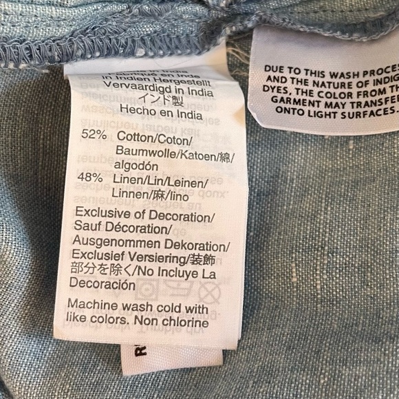 Point Sur J. Crew Blue White Linen Cotton Blend Blouse Size XS - Picture 12 of 12